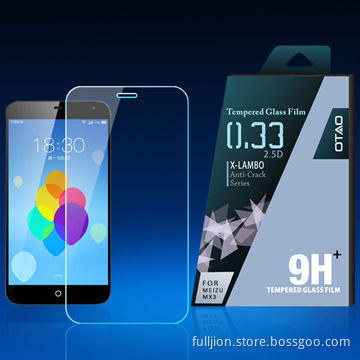0.33mm 2.5D Curved edge tempered glass screen protector for MEIZU MX3, with the best factory price